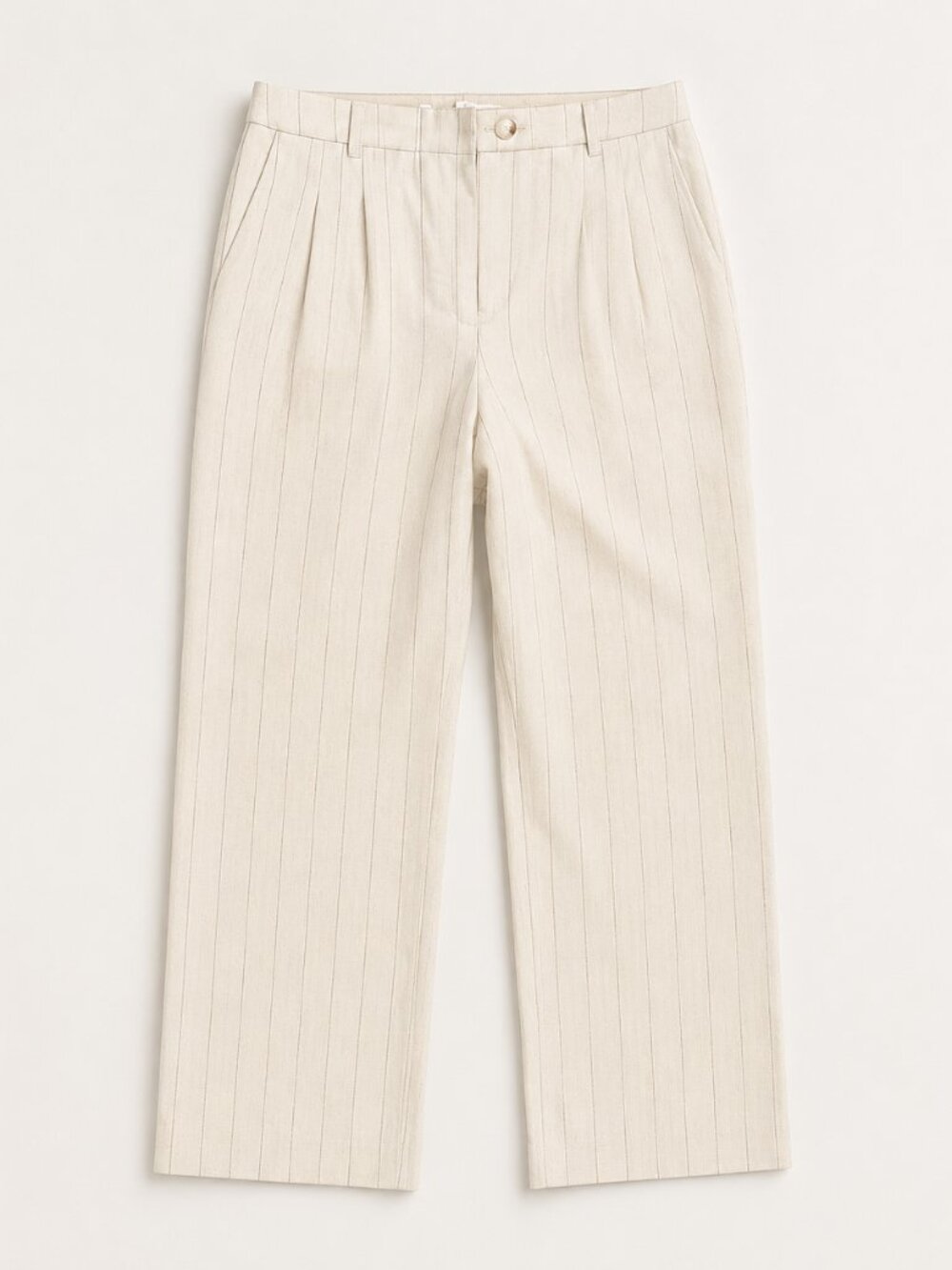 Rouje Paris JEJE Pants 36 US 4 Cream Pinstripe Linen Blend Trousers